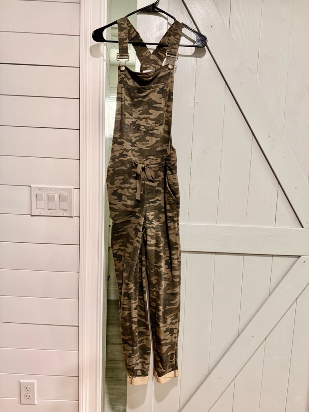 NWOT Blue Spice Olive Camo Drawstring Knit Jumpsuit